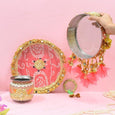 Mint & Peach Jaipuri Karwa Chauth Thali Set