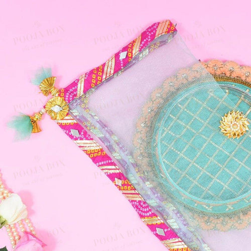 Pastel Mint Jaipuri Thali Cover