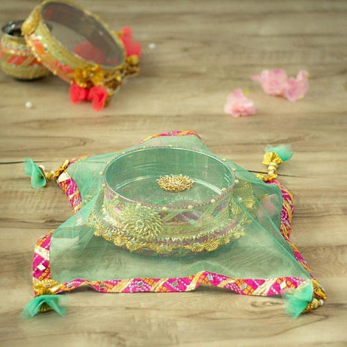 Pastel Mint Jaipuri Thali Cover