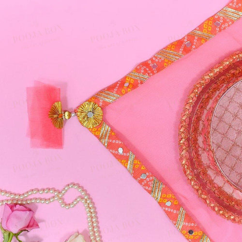 Pastel Peach Jaipuri Thali Cover