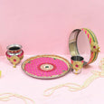 Pink Floral Gotta Patti Karwa Chauth Thali Set