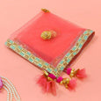 Pretty Peach Thali Cover Karwa Chauth