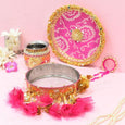 Rani & Peach Jaipuri Karwa Chauth Thali Set