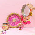 Rani & Peach Jaipuri Karwa Chauth Thali Set