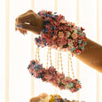 Floral Fuchsia Pink Haath Phool Bracelet & Maang Tikka Set