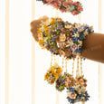 Floral Golden Pink Haath Phool Bracelet & Maang Tikka Set