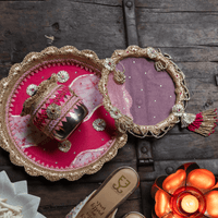 Fiorella Pink Tie Dye Karwa Chauth Thali Set