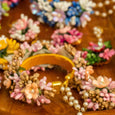 Floral Yellow White Haath Phool Bracelet & Maang Tikka Set