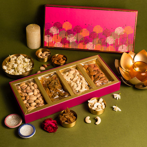 Dry Fruit Pink Gifting Box | Diwali, Ganesh Chaturthi, Weddings, Karwa Chauth