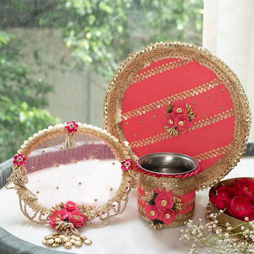 Peachy Bridal Karwa Chauth Thali Set