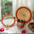 Dulhan Red Golden Karwa Chauth Thali Set