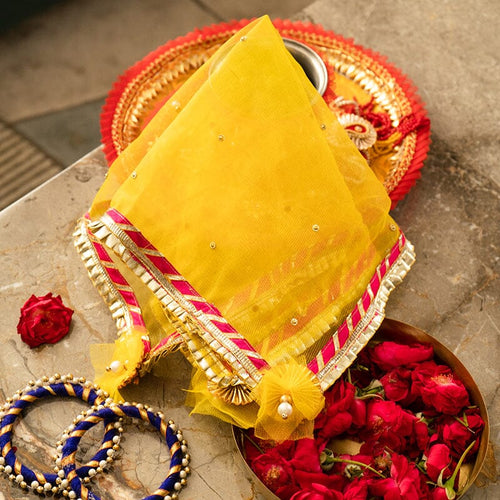 Marigold Magic Yellow Thali Cover