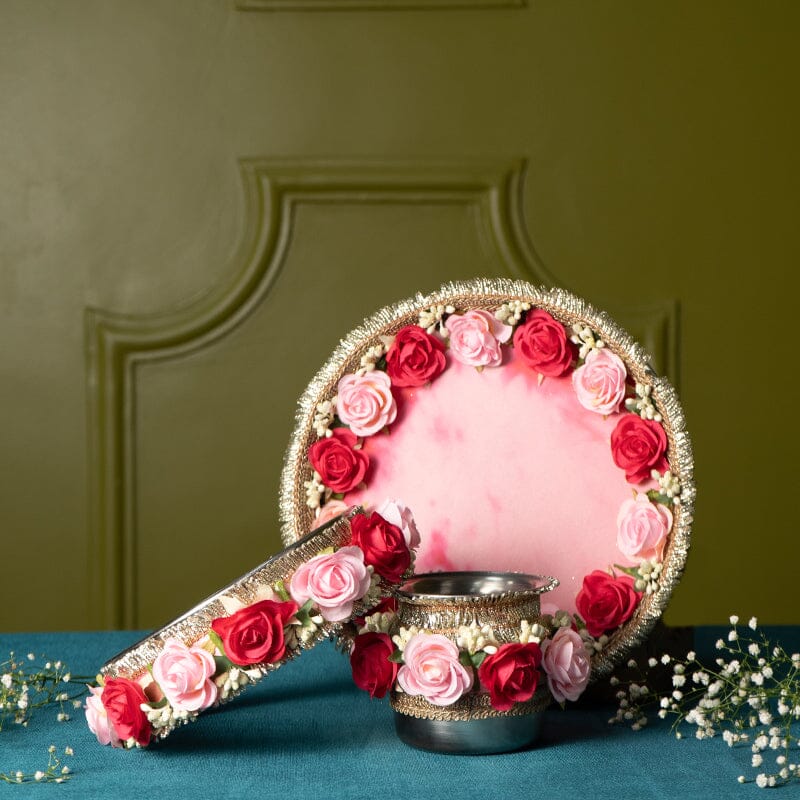 Red & Pink Roses Karwa Chauth Thali Set
