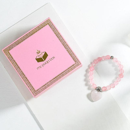 Rose Quartz Bracelet with Heart Charm