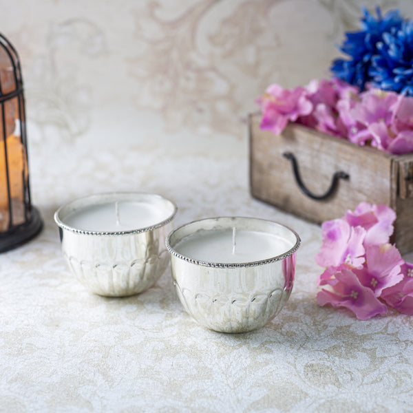Silver Finished Candle Jar (Set of 2)