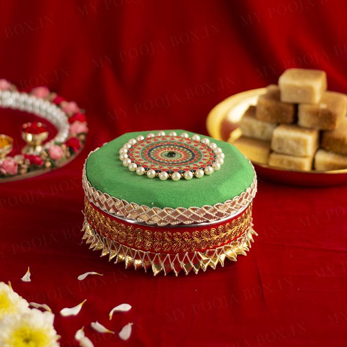 Handcrafted Colourful Round Steel Box