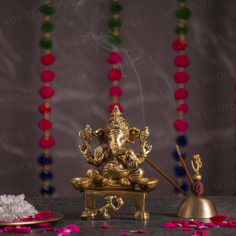 Traditional Brass Deepak Ganesha