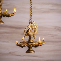 Handcrafted Brass Peacock Hanging Diya