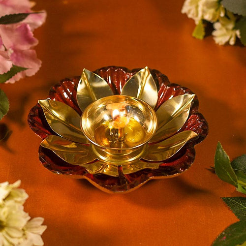 Decorative Lotus Diya Colored Base