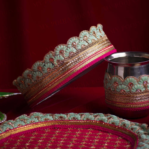 Majestic Mint & Rani Karwa Chauth Thali Set