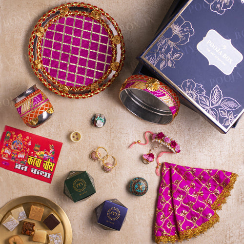 Bright Pink Gift Box for Karwa Chauth