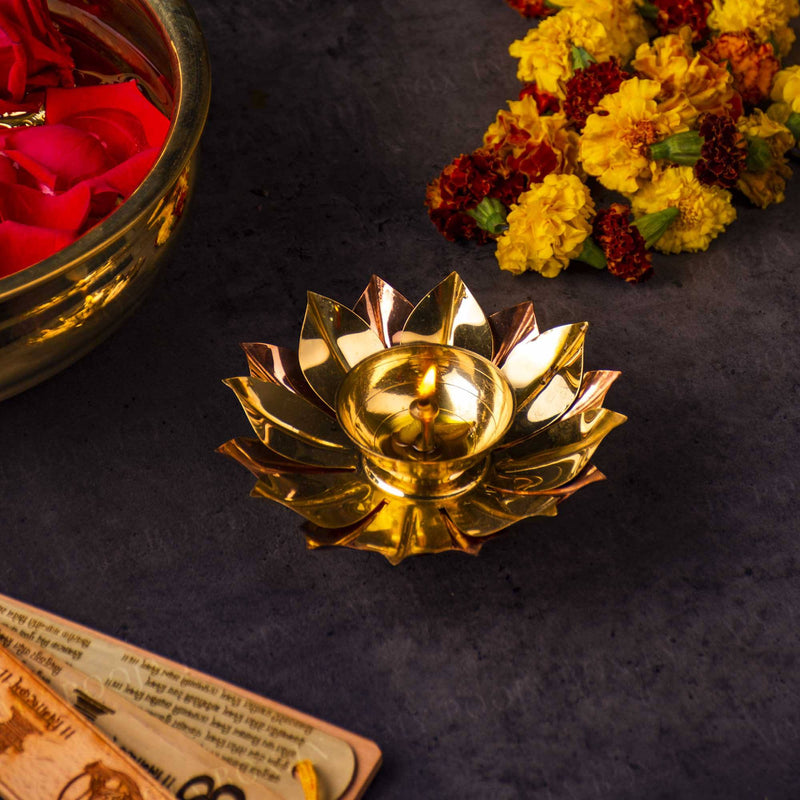 Elegant Handcrafted Metal Lotus Diya