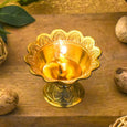 Traditional Handcrafted Brass Floral Diya with Floral Carvings