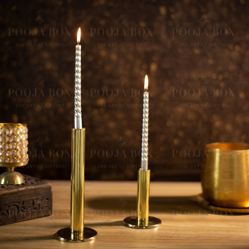 Alaia Brass Candle Stands (Set Of 2) Holder