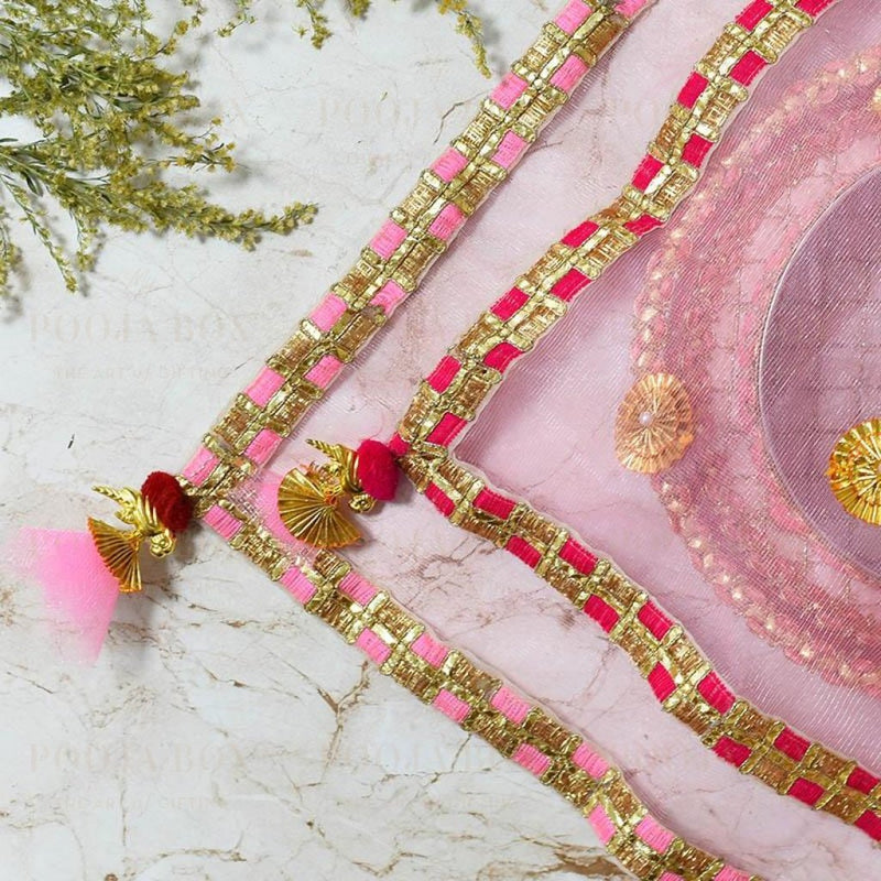 Bedazzled Baby Pink Thali Cover