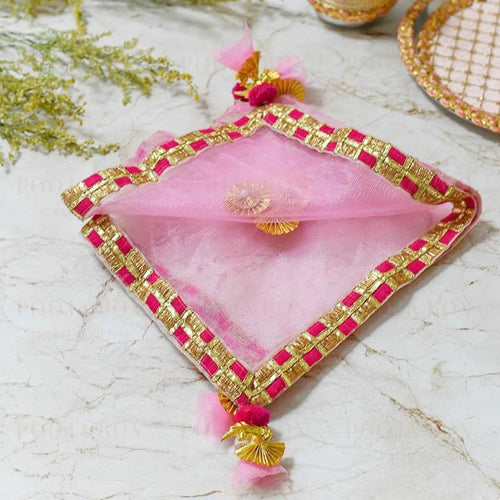 Bedazzled Baby Pink Thali Cover Karwa Chauth