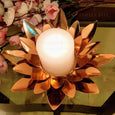 Brass Finished Lotus Candle Holder
