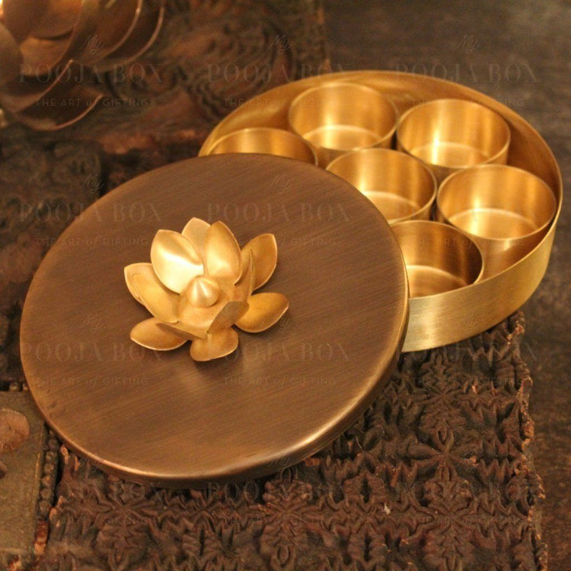 Elite Handcrafted Brass Pooja Lotus Samagridaan