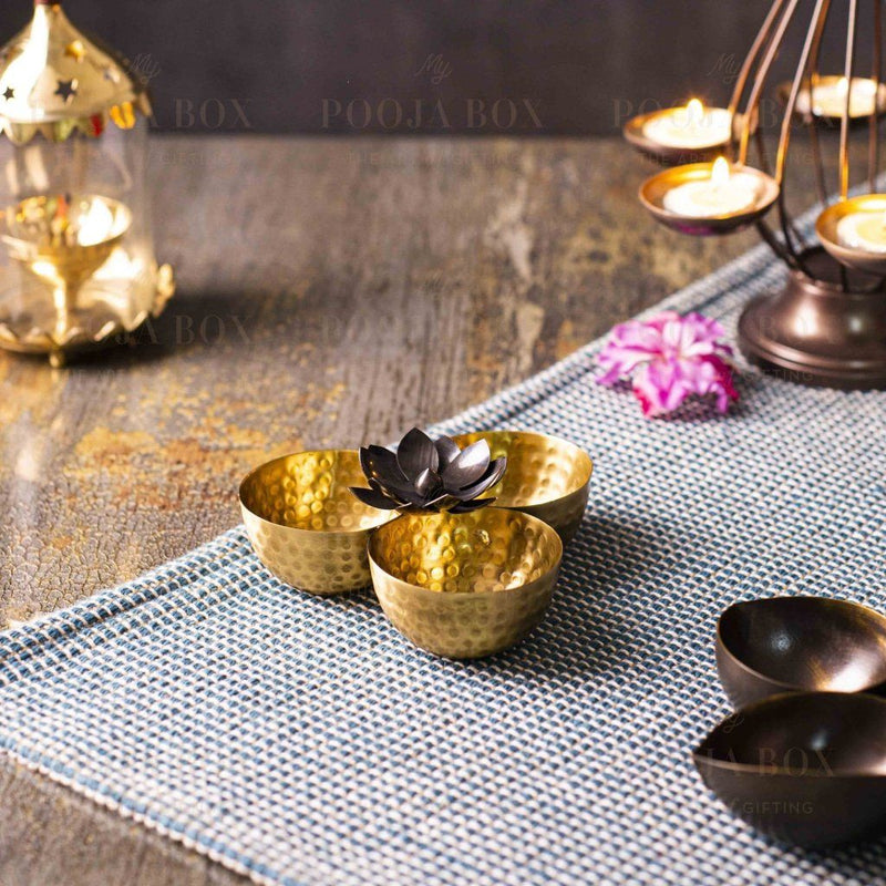 Handcrafted Antique Brass Pooja Samagri Bowl