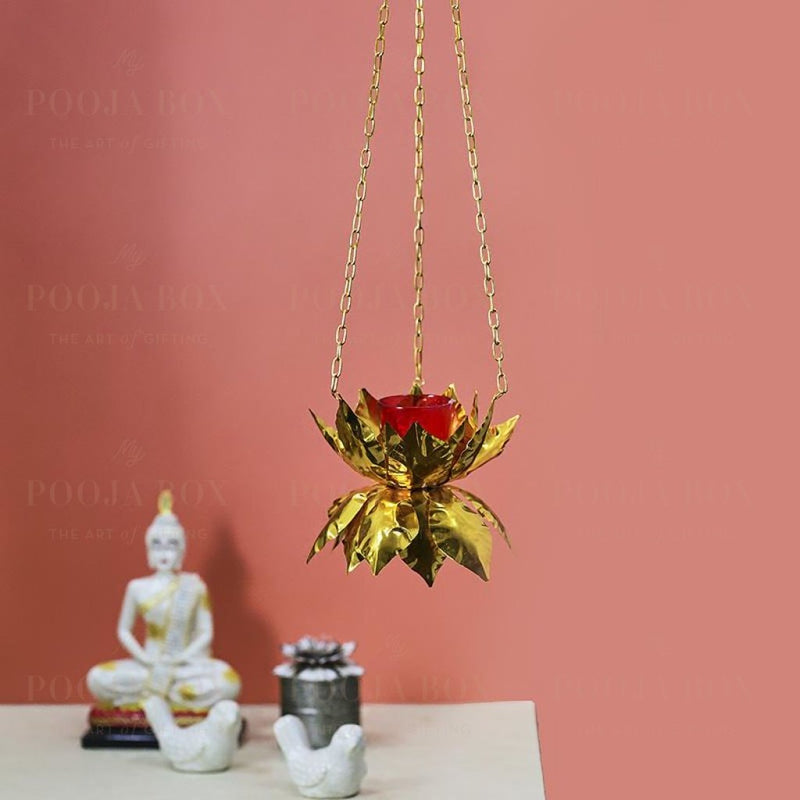 Hanging Lotus Golden Diya