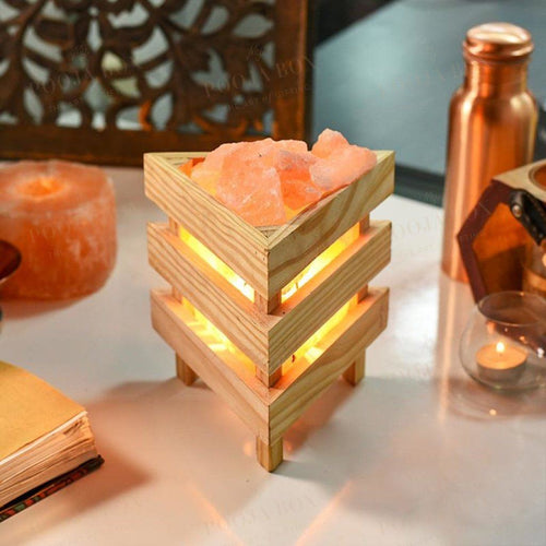 Himalayan Pink Salt Triangular Basket Glow Lamp Salt Lamp