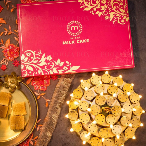 Milk Cake Mithai & Led Thali Gift Set Gift