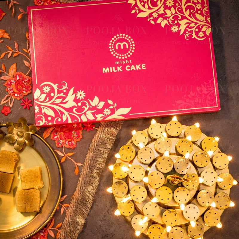 Milk Cake Mithai & LED Thali Gift Set